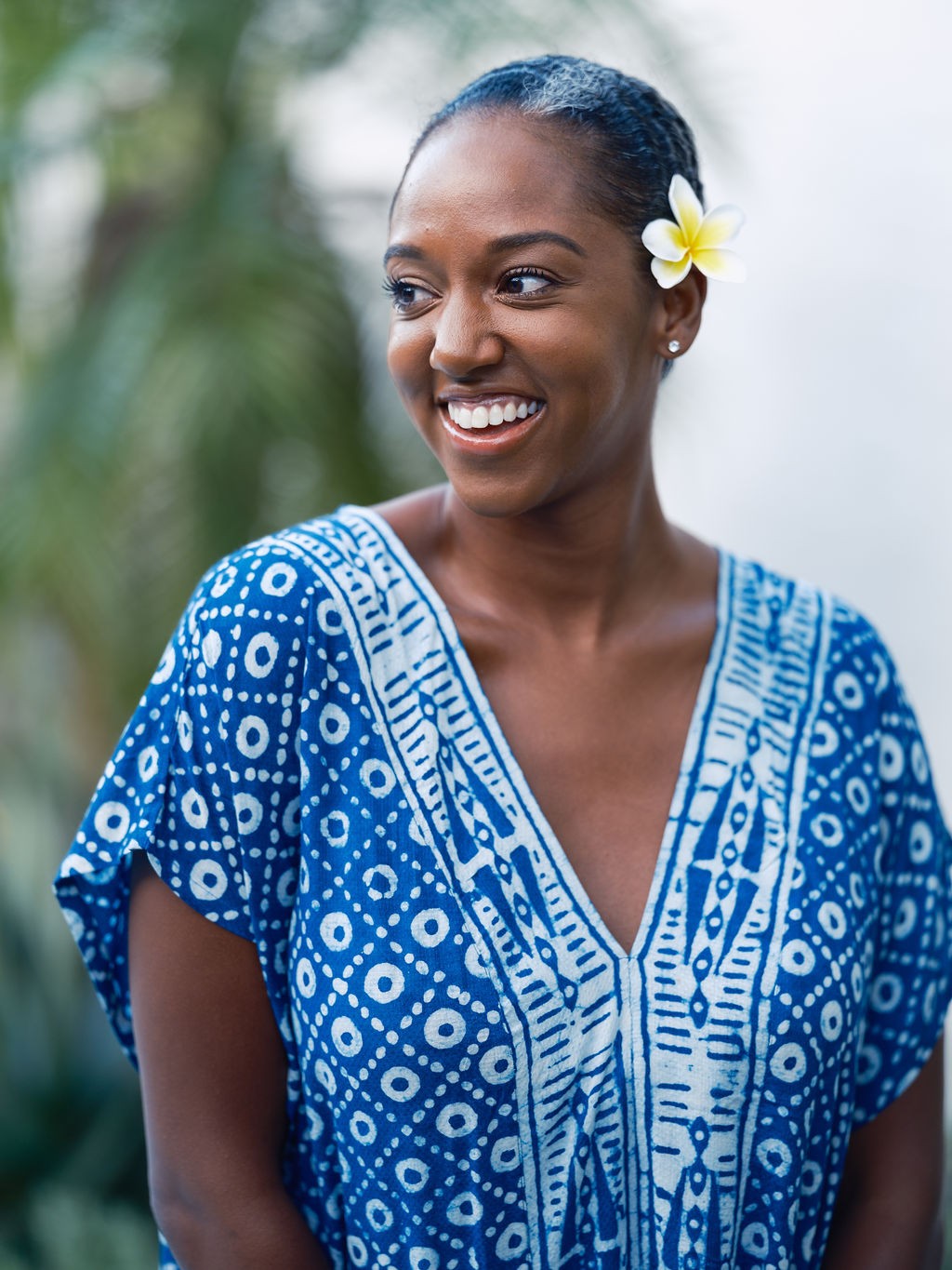 hand dyed indigo bohemian luxury resort caftan