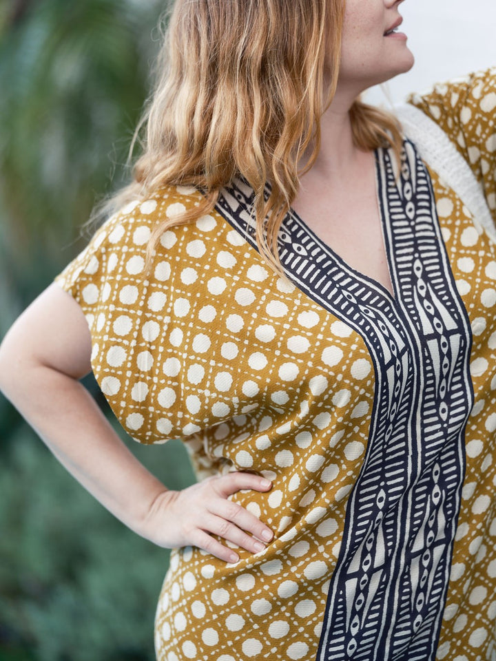 hand-dyed Sunday Kaftan by Ulu Lounge, crafted from silky, lightweight viscose resort wear style