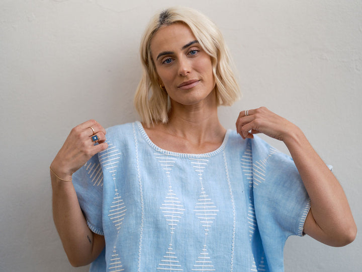 THE FRIDA KAFTAN - DUCK EGG BLUE