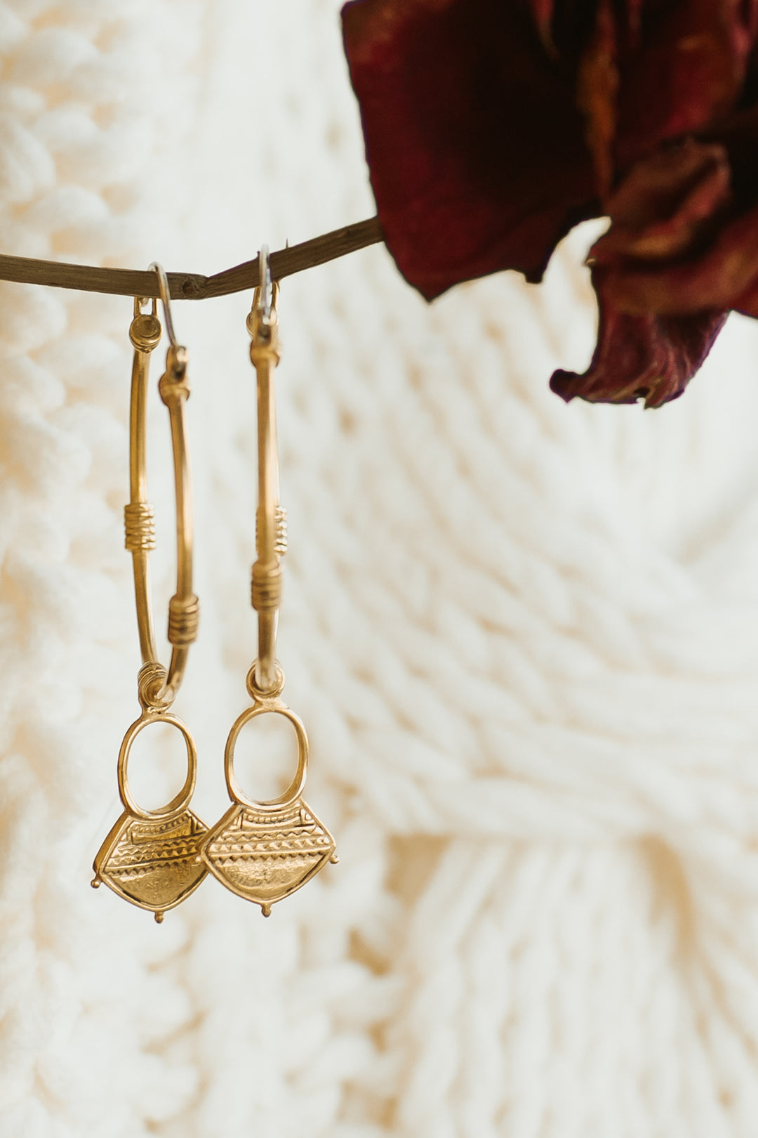 Large AALIA Hoops Whiate Brass Silver Plated