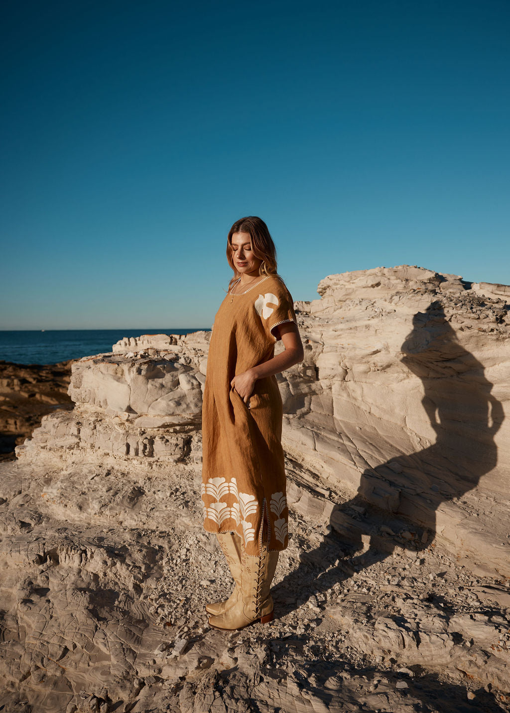 THE PEACE KAFTAN - CARAMEL AND CREAM