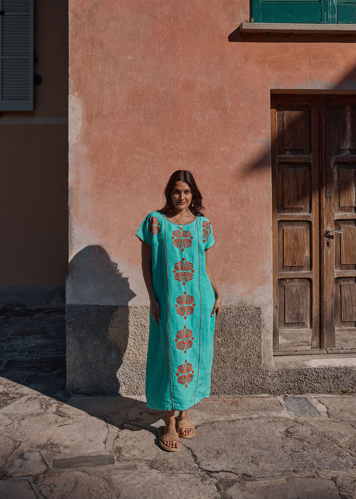 The Tippi Maxi - Turquoise and Coral