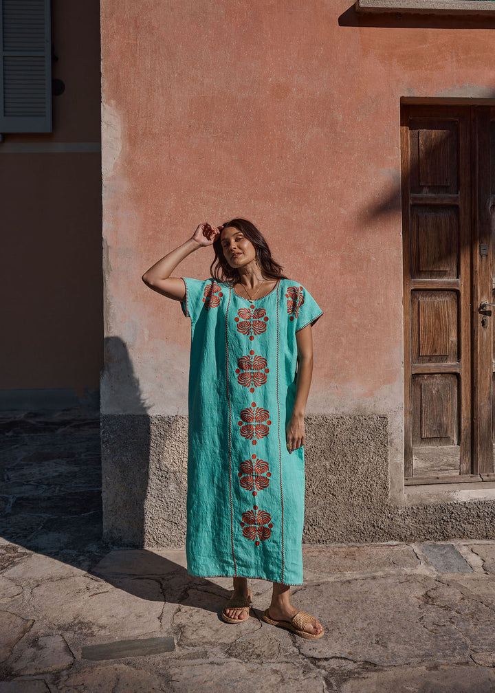 The Tippi Maxi - Turquoise and Coral