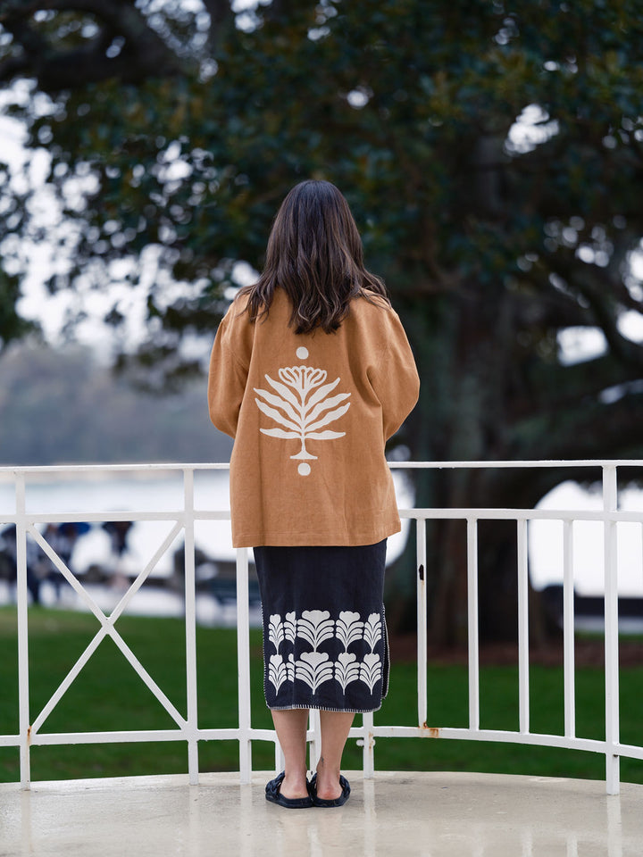 THE PEACE KAFTAN - CHARCOAL AND CREAM