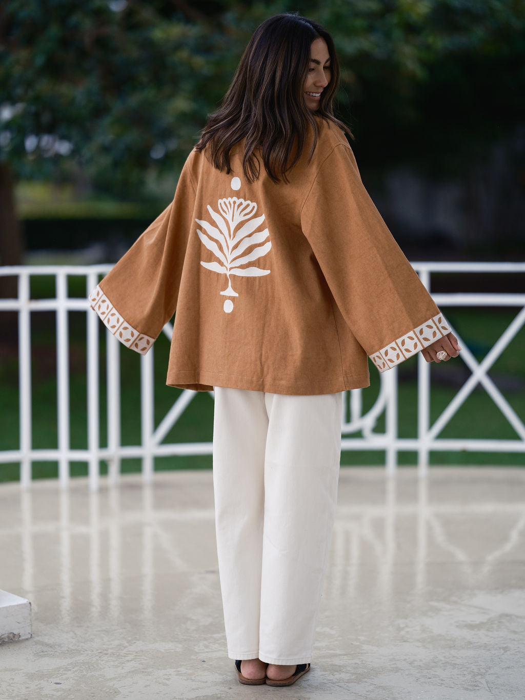 The Joni Kimono in Caramel and Cream