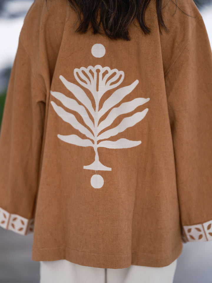 The Joni Kimono in Caramel and Cream