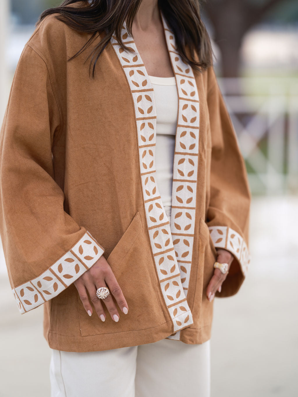 The Joni Kimono in Caramel and Cream
