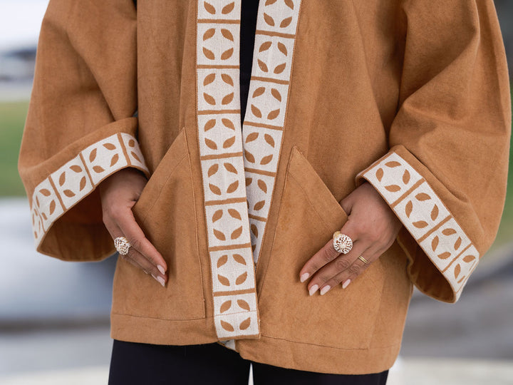 The Joni Kimono in Caramel and Cream