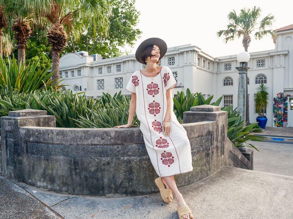 THE TIPPI MAXI  - IVORY AND PLUM