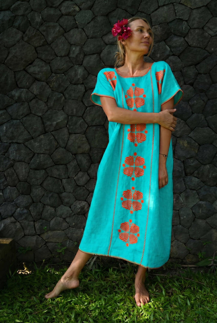 The Tippi Maxi - Turquoise and Coral