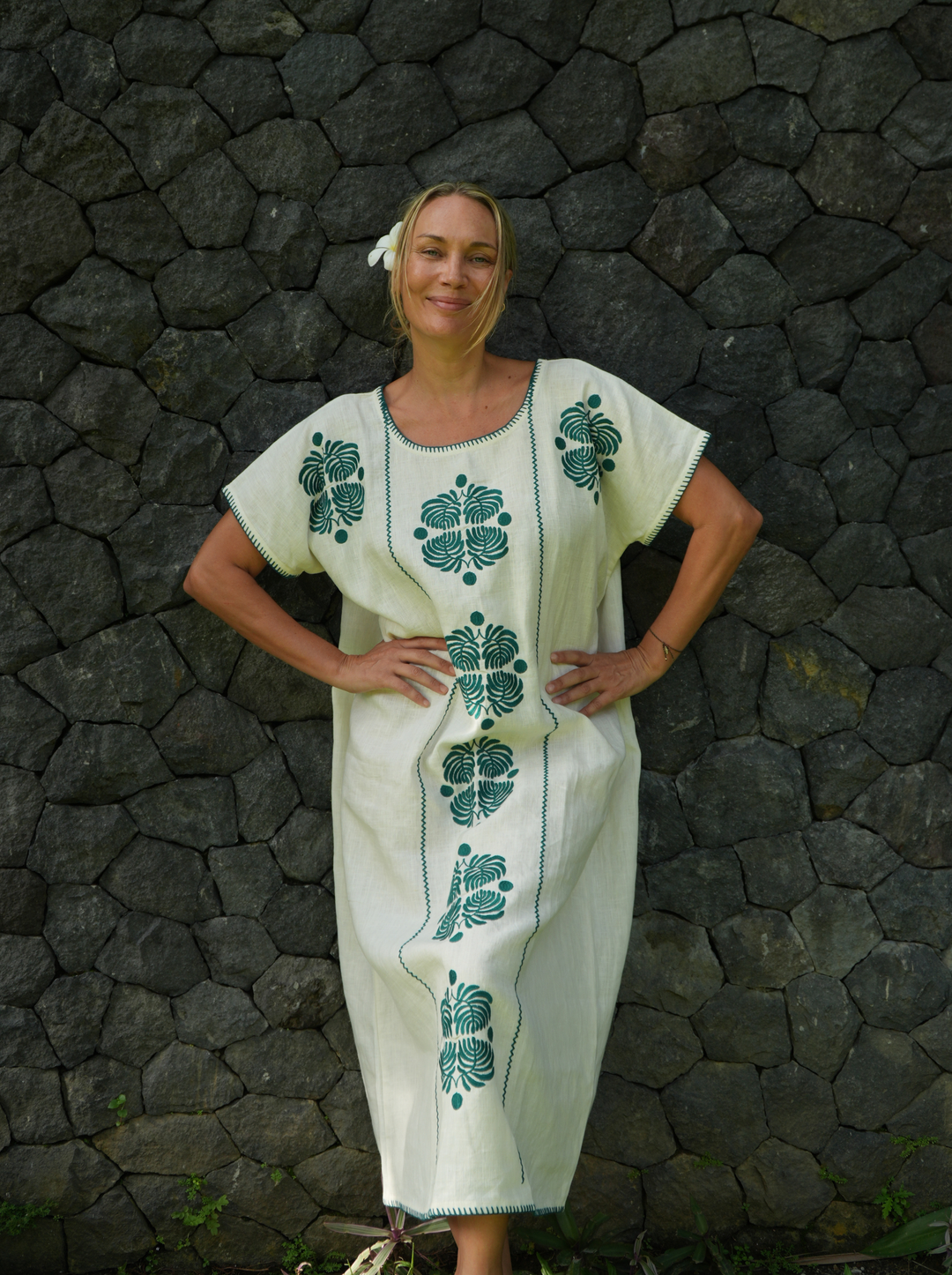 The Tippi Maxi  - Ivory and Emerald